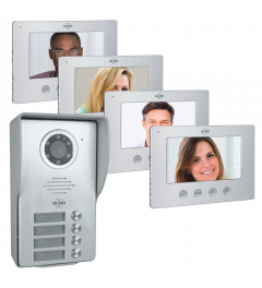 Video Deur Intercom - 4 Appartementen - Met 4 x 7 inch kleurenscherm (DV477W4)