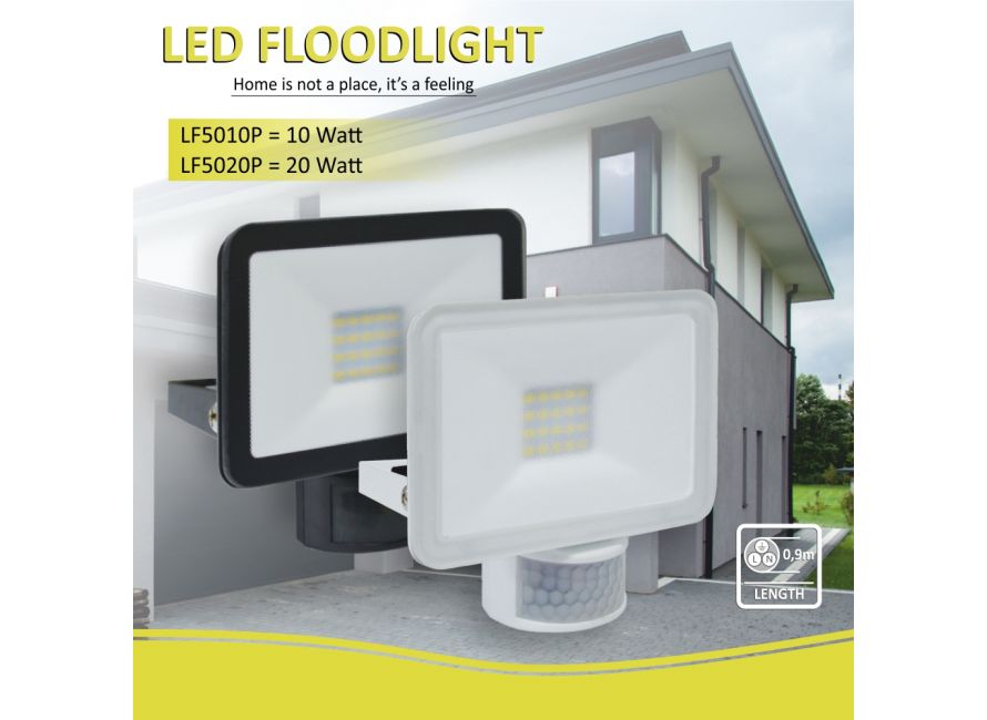 Design LED Buitenlamp Bewegingsmelder 10 Watt - Wit (LF5010P) ELRO